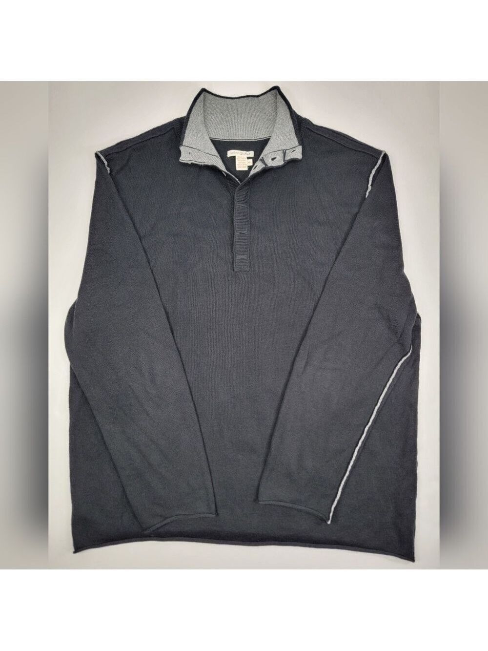 Carbon 2 Cobalt Men's XL Gloaming Sweater Cashmere Blend Black Henley Pullover